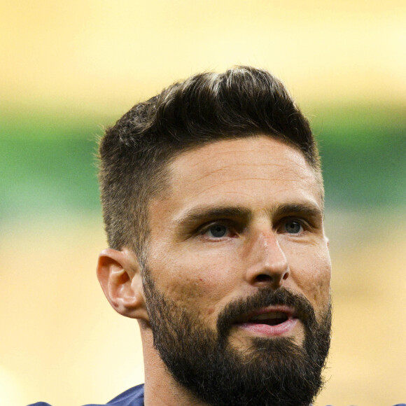 Au moment de son passage à l'antenne, Olivier Giroud a eu le droit à un sacré accueil de l'ancien attaquant des Bleus. 
Olivier Giroud - Match de demi-finale "France - Maroc" lors de la Coupe du Monde 2022 au Qatar (FIFA World Cup Qatar 2022), le 14 décembre 2022. © JB Autissier / Panoramic / Bestimage