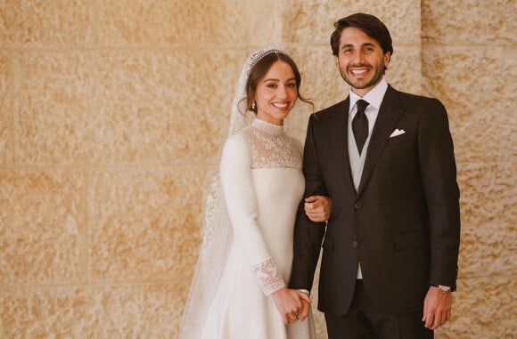 La princesse Iman de Jordanie et Jameel Alexander Thermiotis - Mariage de la princesse Iman de Jordanie avec Jameel Alexander Thermiotis au palais Beit al-Urdon à Amman en Jordanie le 12 mars 2023. 