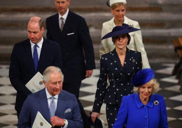 Le roi Charles III d'Angleterre, Camilla Parker Bowles, reine consort d'Angleterre, Le prince William, prince de Galles, Catherine (Kate) Middleton, princesse de Galles, Sophie Rhys-Jones, duchesse d'Édimbourg, le prince Edward, duc d'Édimbourg - Service annuel du jour du Commonwealth à l'abbaye de Westminster à Londres, Royaume Uni, le 13 mars 2023. 