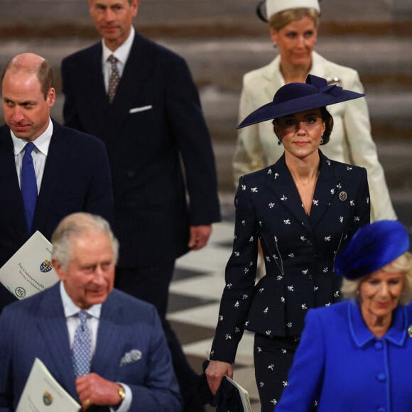 Le roi Charles III d'Angleterre, Camilla Parker Bowles, reine consort d'Angleterre, Le prince William, prince de Galles, Catherine (Kate) Middleton, princesse de Galles, Sophie Rhys-Jones, duchesse d'Édimbourg, le prince Edward, duc d'Édimbourg - Service annuel du jour du Commonwealth à l'abbaye de Westminster à Londres, Royaume Uni, le 13 mars 2023. 