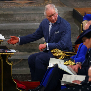 Le roi Charles III d'Angleterre, Camilla Parker Bowles, reine consort d'Angleterre, le prince William, prince de Galles, Catherine (Kate) Middleton, princesse de Galles - Service annuel du jour du Commonwealth à l'abbaye de Westminster à Londres, Royaume Uni, le 13 mars 2023. 
