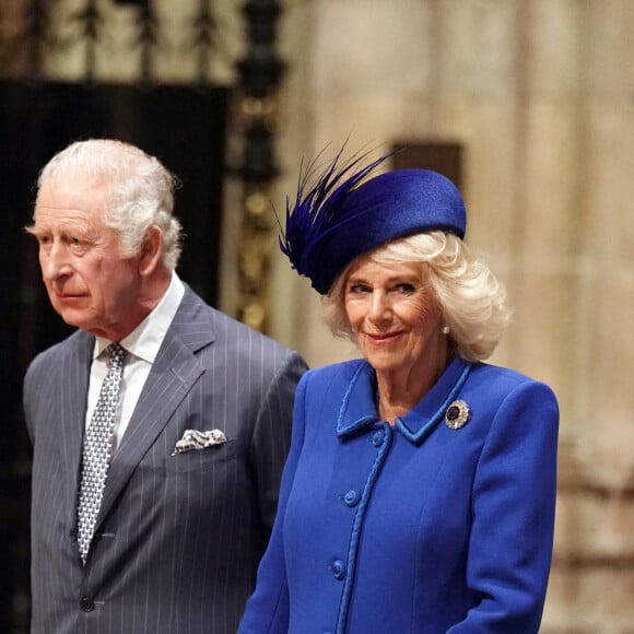 Le roi Charles III d'Angleterre and the Queen Consort - Service annuel du jour du Commonwealth à l'abbaye de Westminster à Londres, Royaume Uni, le 13 mars 2023. 