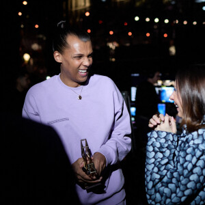 Exclusif - Le chanteur Stromae (Artiste masculin et Album "Multitude") et sa femme Coralie Barbier en backstage de la 38ème cérémonie des Victoires de la musique à la Seine musicale de Boulogne-Billancourt, France, le 10 février 2023. © Moreau-Veren/Bestimage