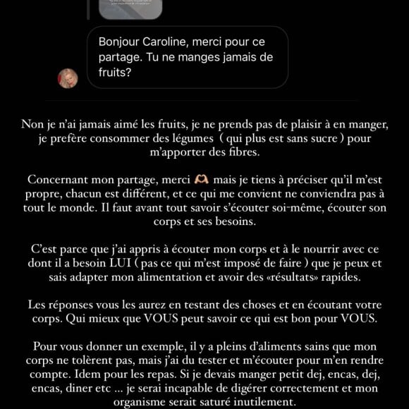 Elle a toutefois vite précisé que cette routine lui était propre et que chacun devait tester plusieurs méthodes pour savoir ce qui lui convenait