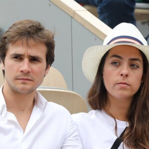 Anouchka Delon et son compagnon Julien Dereims - Célébrités dans les tribunes des internationaux de France de tennis de Roland Garros à Paris, France, le 8 juin 2019. © Jacovides / Moreau/Bestimage