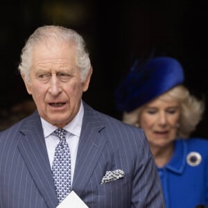 Le roi Charles III d'Angleterre - La famille royale britannique à la sortie du service annuel du jour du Commonwealth à l'abbaye de Westminster à Londres le 13 mars 2023. 