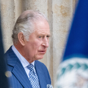 Le roi Charles III d'Angleterre - La famille royale britannique à la sortie du service annuel du jour du Commonwealth à l'abbaye de Westminster à Londres le 13 mars 2023. 