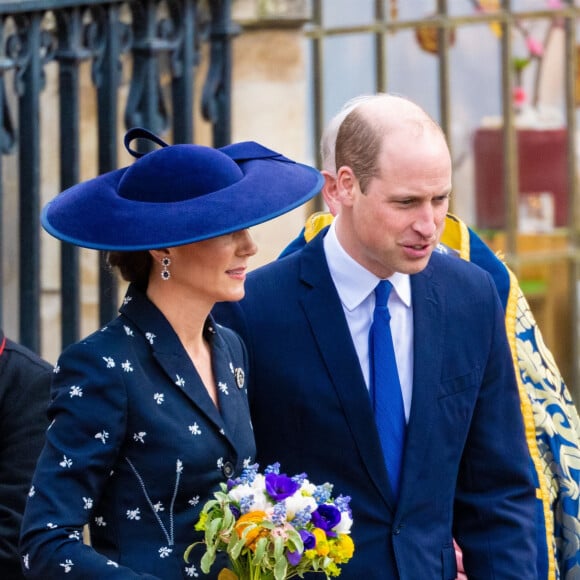 Le prince William, prince de Galles, Catherine (Kate) Middleton, princesse de Galles - La famille royale britannique à la sortie du service annuel du jour du Commonwealth à l'abbaye de Westminster à Londres le 13 mars 2023.