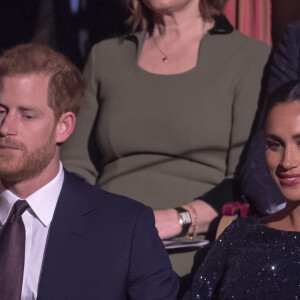 Le prince Harry, duc de Sussex, et Meghan Markle, duchesse de Sussex, enceinte, à la représentation du 10ème anniversaire du spectacle du Cirque du Soleil "Totem" au Roayl Albert Hall à Londres, le 16 janvier 2019. 