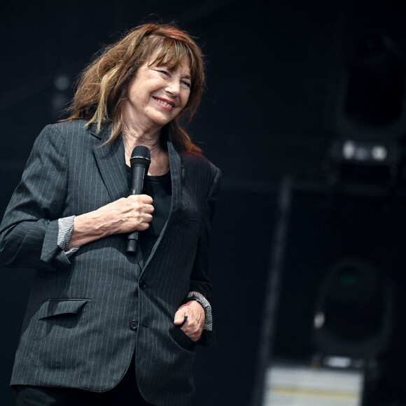 Jane Birkin et Etienne Daho sur la scène du festival des Francofolies 2021 à la Rochelle, le 12 juillet 2021.