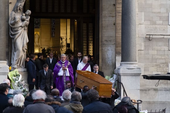 Famille et proches - Obsèques du jeune rugbyman Nicolas Chauvin en l'église Notre Dame d'Auteuil à Paris le 19 décembre 2018.