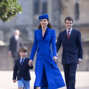 Kate Middleton, le prince Louis de Galles - La famille royale va assister à la messe de Pâques à la chapelle Saint-Georges au château de Windsor, le 9 avril 2023.