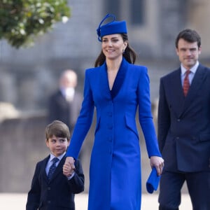 Kate Middleton, le prince Louis de Galles - La famille royale va assister à la messe de Pâques à la chapelle Saint-Georges au château de Windsor, le 9 avril 2023.