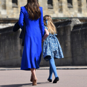 Kate Middleton, la princesse Charlotte - La famille royale va assister à la messe de Pâques à la chapelle Saint-Georges au château de Windsor, le 9 avril 2023.