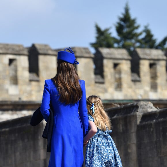 Kate Middleton, la princesse Charlotte - La famille royale va assister à la messe de Pâques à la chapelle Saint-Georges au château de Windsor, le 9 avril 2023.