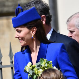 Kate Middleton, princesse de Galles - La famille royale va assister à la messe de Pâques à la chapelle Saint-Georges au château de Windsor, le 9 avril 2023.