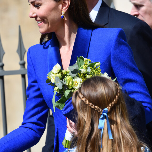 Kate Middleton, princesse de Galles - La famille royale va assister à la messe de Pâques à la chapelle Saint-Georges au château de Windsor, le 9 avril 2023.