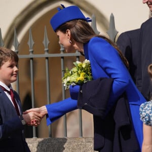 Kate Middleton, la princesse Charlotte de Galles - La famille royale va assister à la messe de Pâques à la chapelle Saint-Georges au château de Windsor, le 9 avril 2023.