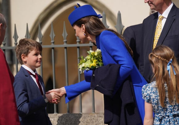 Kate Middleton, la princesse Charlotte de Galles - La famille royale va assister à la messe de Pâques à la chapelle Saint-Georges au château de Windsor, le 9 avril 2023.