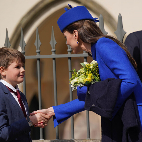 Kate Middleton, la princesse Charlotte de Galles - La famille royale va assister à la messe de Pâques à la chapelle Saint-Georges au château de Windsor, le 9 avril 2023.