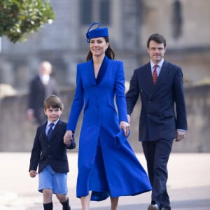 Kate Middleton et le prince Louis de Galles - La famille royale va assister à la messe de Pâques à la chapelle Saint-Georges au château de Windsor, le 9 avril 2023.