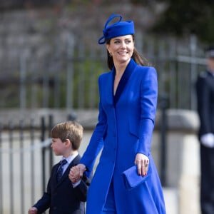 Kate Middleton et le prince Louis de Galles - La famille royale va assister à la messe de Pâques à la chapelle Saint-Georges au château de Windsor, le 9 avril 2023.