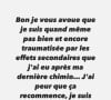 Depuis, elle a donné naissance à sa petite fille mais continue de suivre son traitement par chimiothérapie.
Virgilia Hess se confie sur les effets de la chimiothérapie.