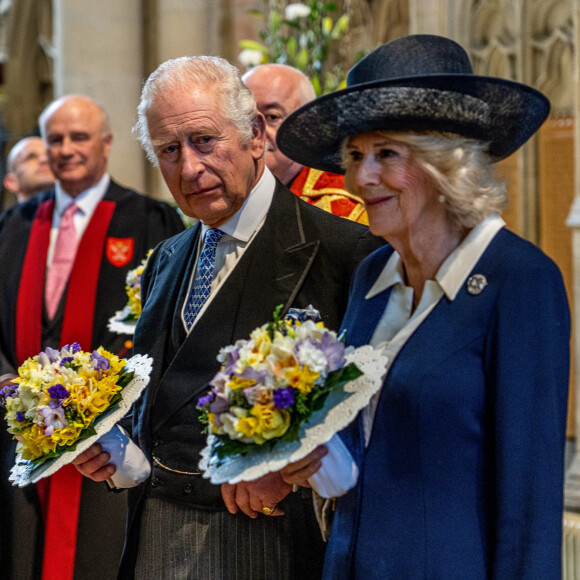 Le roi Charles III d'Angleterre et Camilla Parker Bowles participent au Royal Maundy Service à la cathédrale d'York. Le 6 avril 2023.