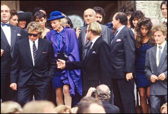 Mariage de David Hallyday et Estelle Lefébure le 15 septembre 1989 - Johnny Hallyday avec Adeline Blondieau