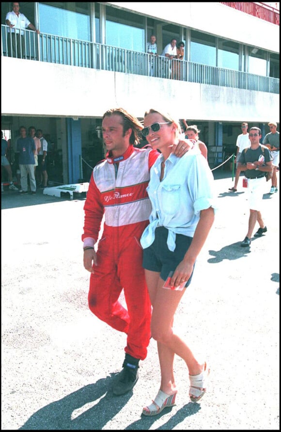 David Hallyday et Estelle Lefébure lors d'une course au Castellet le 24 juillet 1994