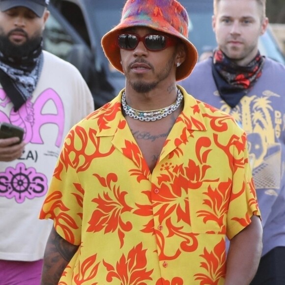 Exclusif - Lewis Hamilton - Les célébrités au Festival de musique et d'arts de la vallée de Coachella 2023 à Indio, Californie, Etats-Unis, le 14 avril 2023. 