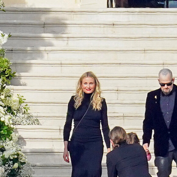 Cameron Diaz, son mari Benji Madden et leur fille Raddix - Mariage de Sofia Richie et son fiancé Elliot Grainge en présence de leur famille et amis à l'hôtel du Cap Eden Roc à Antibes le 22 avril 2023.