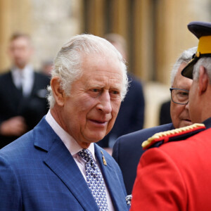 Le roi Charles III d'Angleterre, accepte officiellement le rôle de commissaire en chef de la Gendarmerie royale du Canada (GRC) lors d'une cérémonie au château de Windsor, le 28 avril 2023. 