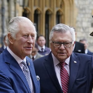 Le roi Charles III d'Angleterre, accepte officiellement le rôle de commissaire en chef de la Gendarmerie royale du Canada (GRC) lors d'une cérémonie au château de Windsor, le 28 avril 2023. 