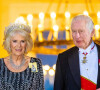 Le couronnement sera célébré dans une semaine. 
La reine consort Camilla Parker Bowles, le roi Charles III d'Angleterre - Arrivées au dîner d'état donné par le président allemand et sa femme en l'honneur du roi d'Angleterre et de la reine consort, au Château Bellevue à Berlin, à l'occasion du premier voyage officiel du roi d'Angleterre en Europe. Le 29 mars 2023