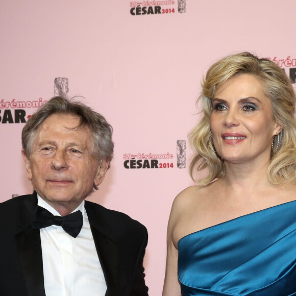 Roman Polanski et sa femme Emmanuelle Seigner - Arrivées Exterieur - 39ème cérémonie des Cesar au théâtre du Châtelet à Paris Le 28 Février 2014