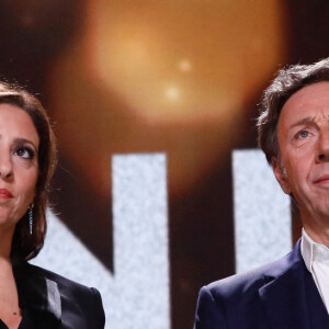 Exclusif - Léa Salamé, Stéphane Bern lors de l'émission "Unis face au séisme" à l'Olympia diffusée en direct sur France 2 le 14 mars 2023. © Christophe Clovis/ Cyril Moreau / Bestimage