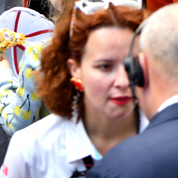 Beatrice Borromeo, son fils Stefano Casiraghi et Vivian Sibold, la femme de Nico Rosberg, durant le 6eme Monaco E-Prix à Monaco, le 6 mai 2023.  © Bruno Bebert/Bestimage 