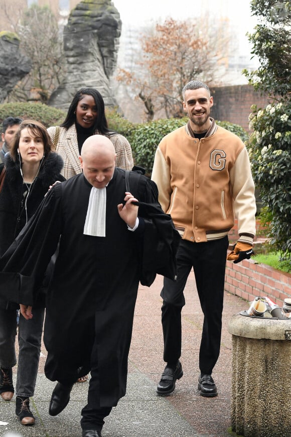 Aya Nakamura et son ex-conjoint Vladimir Boudnikoff arrivent au tribunal judiciaire de Seine-Saint-Denis pour être jugé pour "violences par conjoint" le 26 janvier 2023. © Pierre Perusseau / Bestimage 