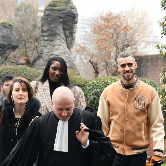 Aya Nakamura et son ex-conjoint Vladimir Boudnikoff arrivent au tribunal judiciaire de Seine-Saint-Denis pour être jugé pour "violences par conjoint" le 26 janvier 2023. © Pierre Perusseau / Bestimage 