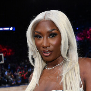 Aya Nakamura - People au match de Basketball Paris NBA 2023 entre les Pistons de Detroit et les Bulls de Chicago à l'Accor Arena Bercy le 19 janvier 2023. © Veeren/Bestimage 