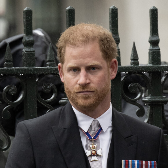 Le prince Harry, duc de Sussex lors de la cérémonie de couronnement du roi d'Angleterre à Londres, Royaume Uni, le 6 mai 2023. 