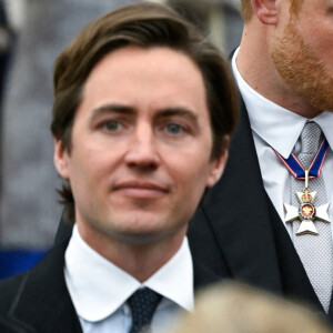 Le prince Harry, duc de Sussex - Sortie de la cérémonie de couronnement du roi d'Angleterre à l'abbaye de Westminster de Londres, Royaume Uni, le 6 mai 2023. 