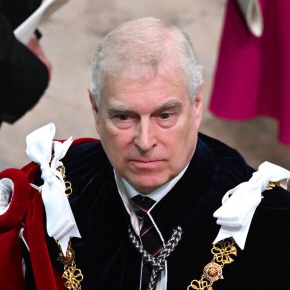 Le prince Andrew, duc d'York lors de la cérémonie de couronnement du roi d'Angleterre à Londres, Royaume Uni, le 6 mai 2023. 