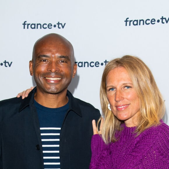 Ali Rebeihi, Agathe Lecaron lors du photocall dans le cadre de la conférence de presse de France Télévisions au Pavillon Gabriel à Paris, France, le 24 août 2021. © Pierre Perusseau/Bestimage