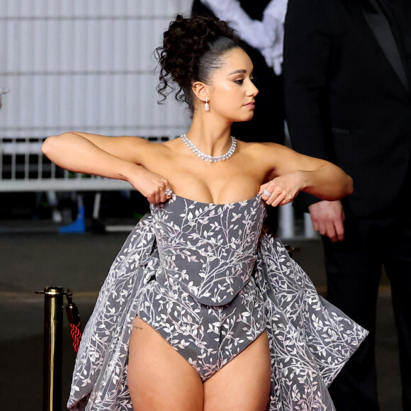 Lena Mahfouf (Lena Situations), dans une tenue Vivienne Westwood "1994", bijoux Chopard et maquillage Fenty - Montée des marches du film " The Idol " lors du 76ème Festival International du Film de Cannes, au Palais des Festivals à Cannes. Le 22 mai 2023 © Jacovides-Moreau / Bestimage