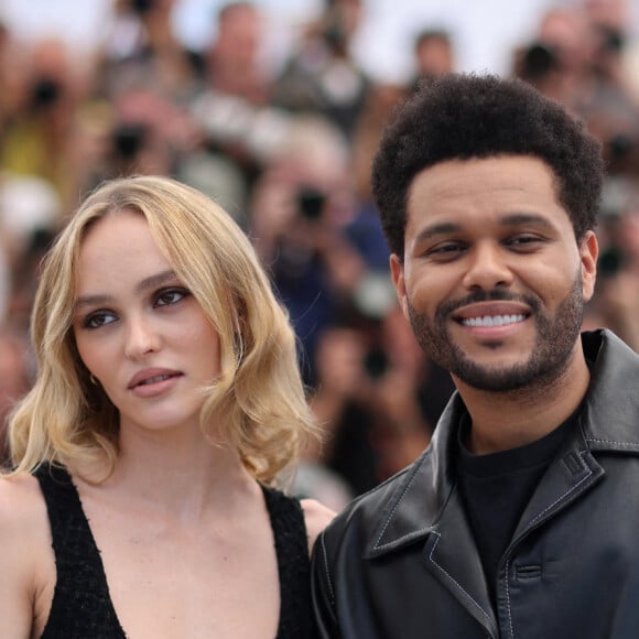 Abel "The Weeknd' Tesfaye, Lily Rose-Depp au photocall de "The Idol" lors du 76ème Festival International du Film de Cannes, le 23 mai 2023. © Jacovides / Moreau / Bestimage 