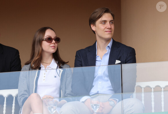 La princesse Alexandra de Hanovre et son compagnon Ben-Sylvester Strautmann - Célébrités en tribune lors du tournoi Rolex Monte Carlo Masters 2023 à Roquebrune-Cap-Martin le 15 avril 2023. © Claudia Albuquerque/Bestimage