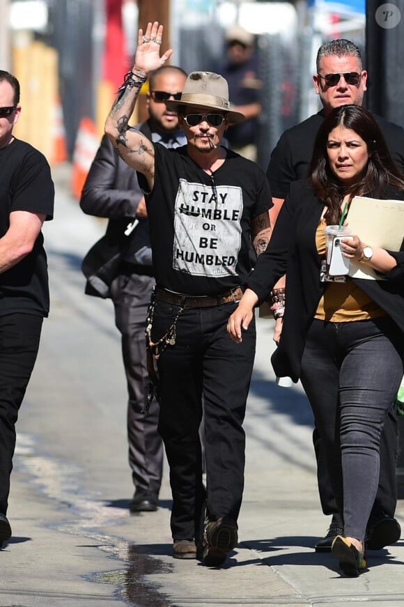 Johnny Depp arrive à l'émission Jimmy Kimmel Live!' au El Capitan Entertainment Centre à Hollywood, le 12 juin 2019 