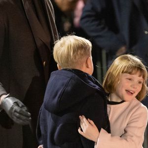 Le prince Jacques de Monaco, marquis des Baux, La princesse Gabriella de Monaco, comtesse de Carladès - La famille princière de Monaco participe à l'embrasement de la barque lors des célébrations de la Sainte-Dévote sur le quai Albert 1er à Monaco le 26 janvier 2023. © Olivier Huitel / Pool Monaco / Bestimage 